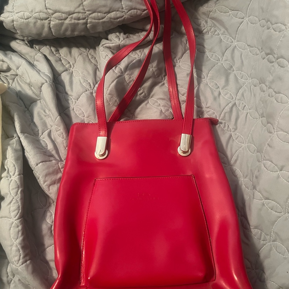 Elegant Red Leather Tote Bag